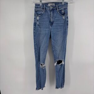 Abercrombie & Fitch Super Skinny Ankle High Rise Distressed Jeans 25 (23 inseam)
